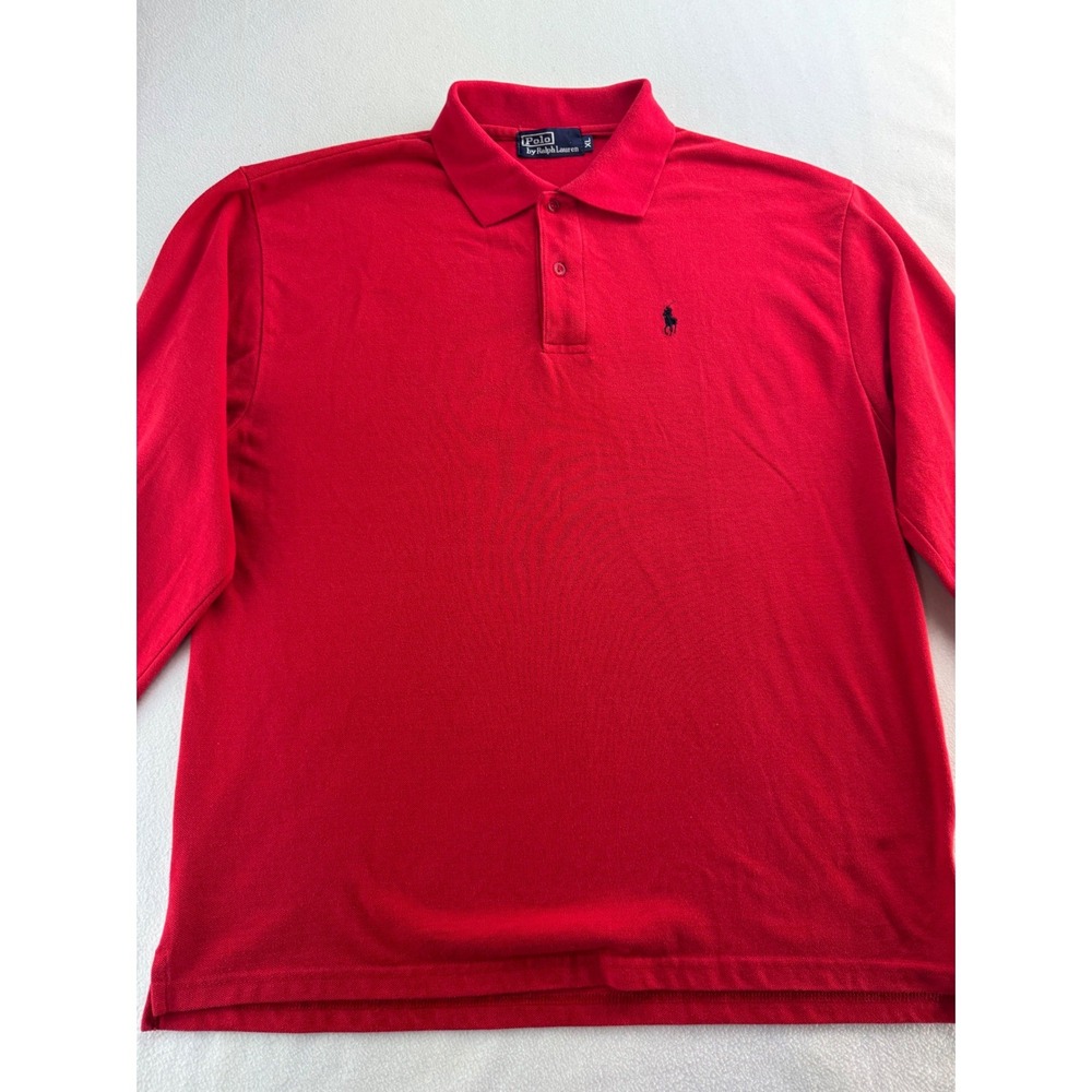 Polo Ralph Lauren Men Long Sleeve Red Classic Fit Polo Shirt XL - Picture 2 of 13